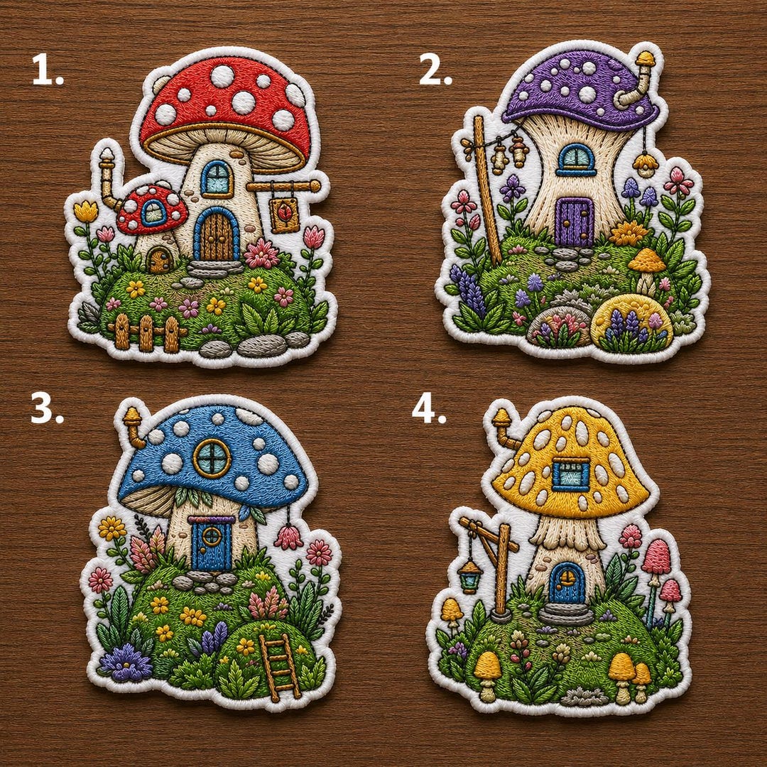 Cute Mushroom House Embroidered Patch, Fairy Cottagecore Iron on Patch ...