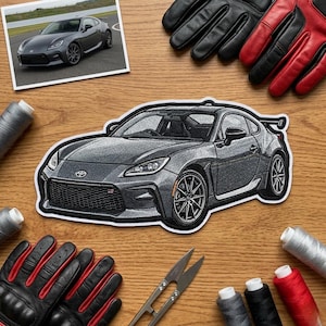 Écusson brodé véhicule personnalisé, Écusson personnalisé pour voiture, Écusson moto personnalisé, Écusson portrait de véhicule, Écusson thermocollant