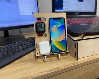 Apple iphone, watch, airpods stand - DXF Files for laser cutting