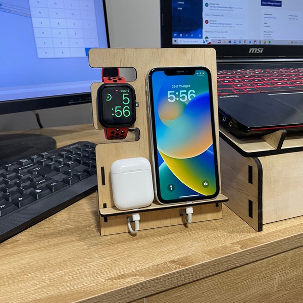 Apple iphone, watch, airpods stand - DXF Files for laser cutting