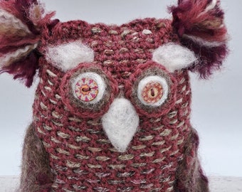 Owl, Handmade, Crocheted Owl, Needle felted owl, Soft animal