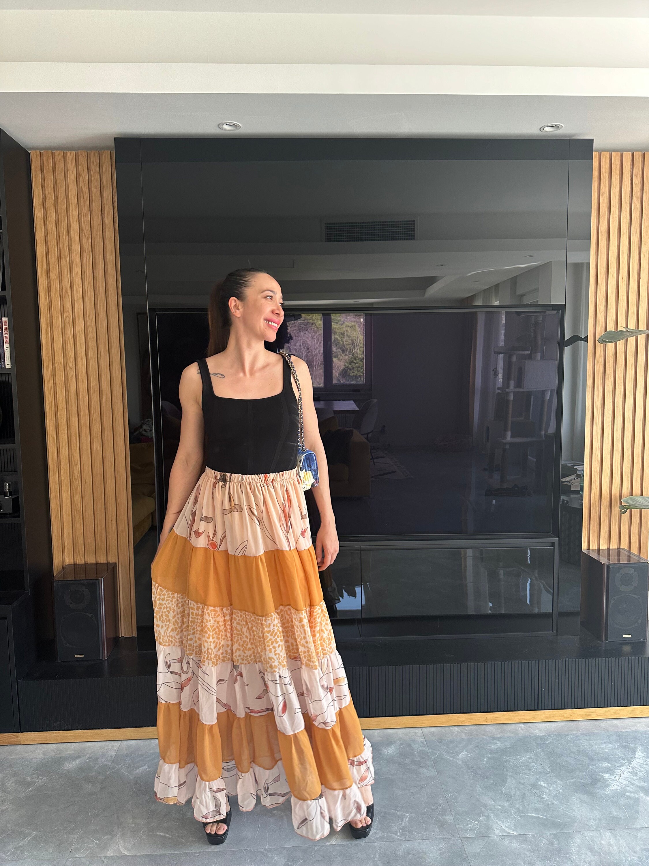 Smock Waist Maxi Skirt Yellow