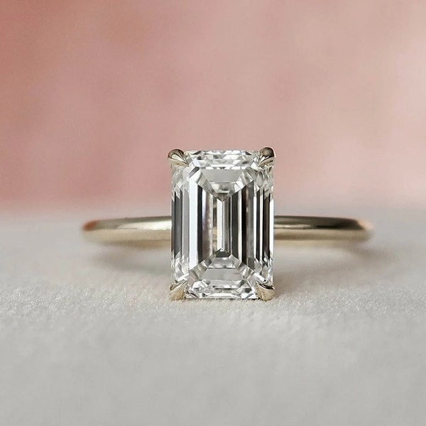 Exquisite Mother's Day Sale: 1.80 CT Emerald Cut Diamond Ring, Uniting Round Luster & Marquise Magnificence