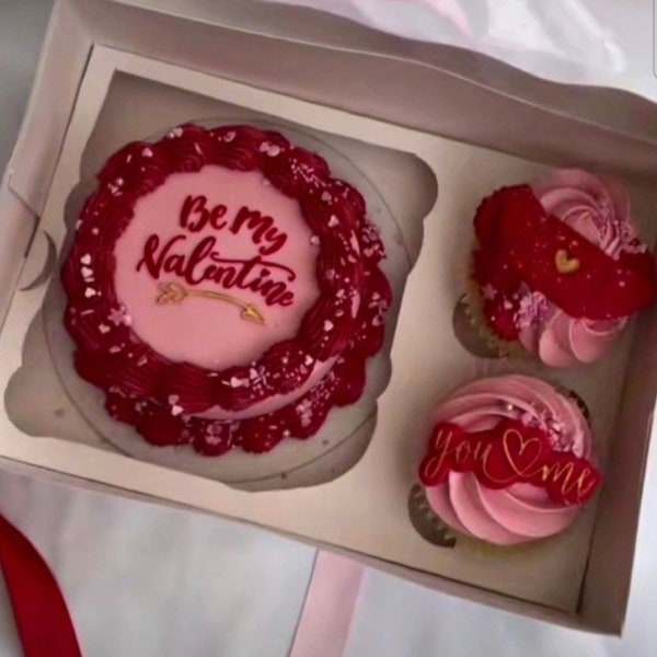 Valentines Bento Cake and Cupcakes