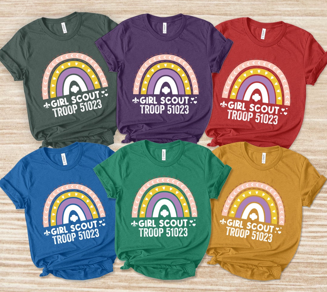 Custom Girl Scout Troop Shirt Rainbow Scout Shirtscout Troop Etsy