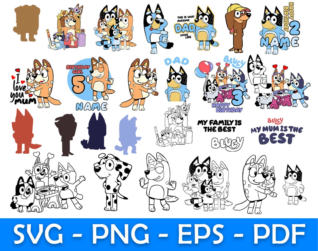 Bluey Bundle SVG Bluey Vector Bluey Silhouette Bluey - Etsy