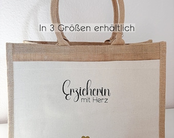 Personalisierte Jutetasche | Geschenk für ErzieherIn, LehrerIn, Tagesmutter | Abschiedsgeschenk