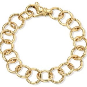 14K Yellow Gold Speciality Circle Link Bracelet, Link Chain Bracelet, Personalized Bracelet, Statement Charm Bracelet, Gift For Her