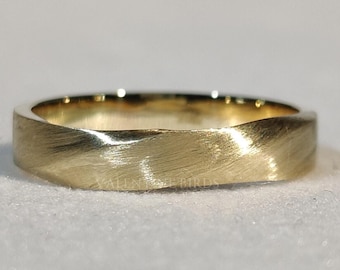 18K Gold Mobius Band, Twisted Classic Wedding Band, Stacking Matching Band, Satin Finish Band, His & Hers Mobius Ring, Simple Marriage Band