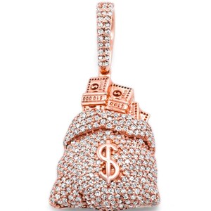 Ciondolo a forma di sacco di soldi, ciondolo a forma di sacco di soldi con diamante moissanite, ciondolo a forma di sacco di soldi da uomo e da donna con dollaro, ciondolo hip hop, ciondolo a forma di sacco di soldi con simbolo del dollaro