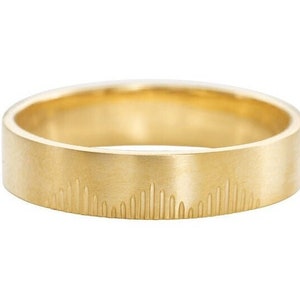14k Solid Gold Wedding Band, Vertical Lines Band, Textured Band, Dainty Wedding Band, Eternity Vertical Line Band, Handmade Gift for Her