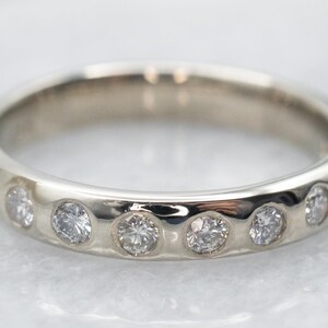 14k Gold Round Diamond Half Eternity Flush Setting Diamond Wedding Ring, Round Diamond Stacking Ring, Statement Diamond Ring For Women