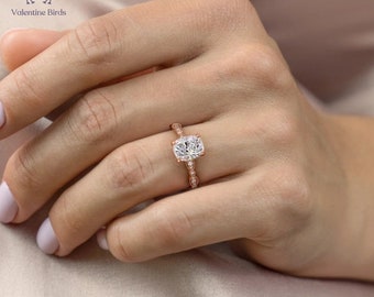 14k Solid Gold längliche Kissen Ring, halbe Ewigkeit Vintage Style Verlobungsring, Ehering Geschenk, Versprechen Ring für Frauen