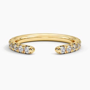 Solid Yellow Gold Open Gap Band Minimalist Custom Open Gap Band Round Cut Handmade Diamond Band Wedding Band For Her Comfort Fit Band
