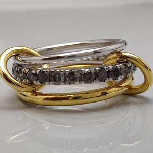 14K Gold Stack Ring, Multi Link Connected Ring, Gold Linked Ring Set Statement Eternity Ring, Interlocking Silver Rings Gift for Mom