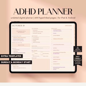 ADHD Digital Planner, 2024 2025 Planner, GoodNotes Planner, iPad Planner, Daily Planner, Weekly Planner Monthly Planner ADHD Planner For You