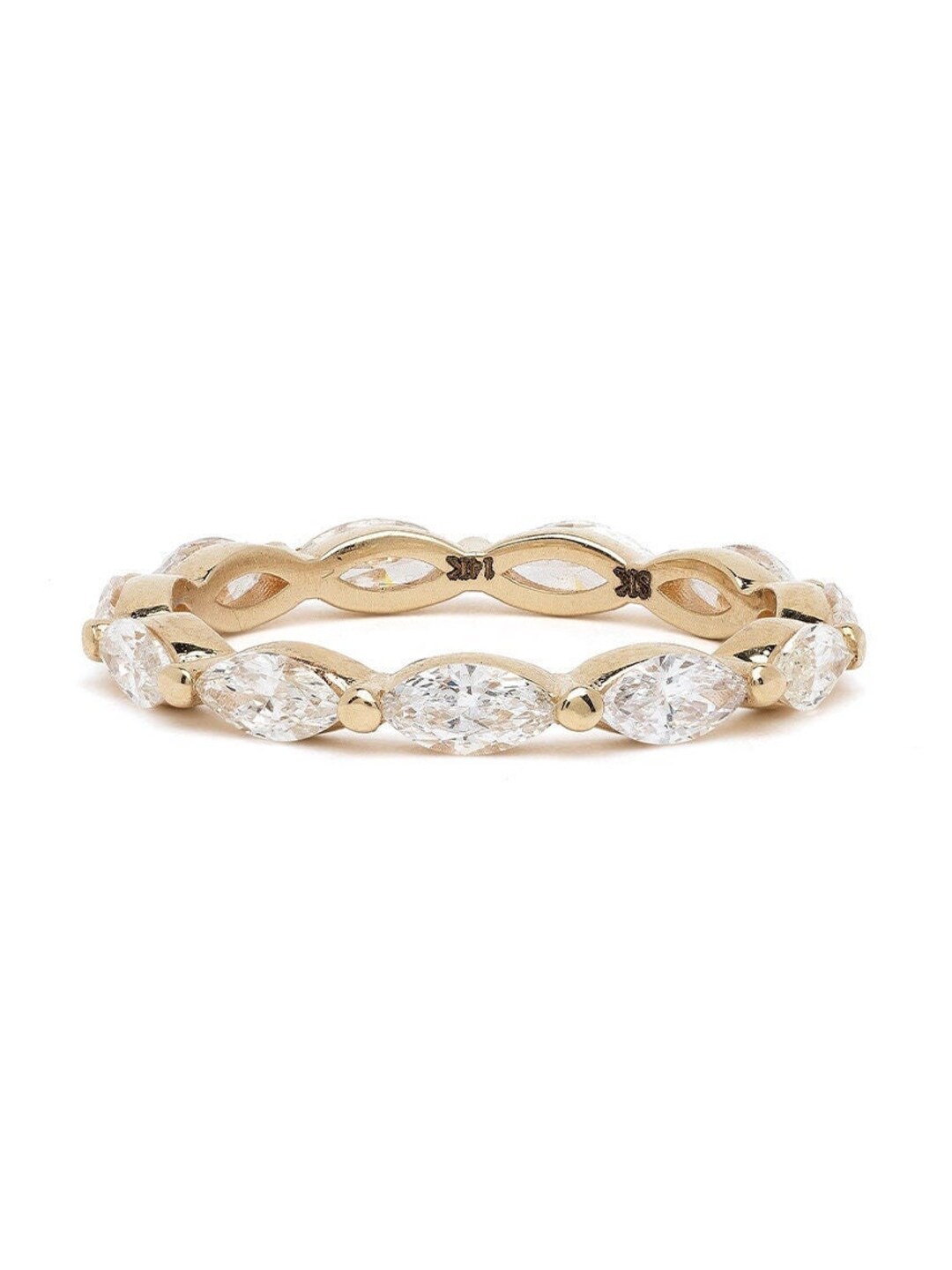 Full Eternity Marquise Diamond Ring Dainty 14k Solid Gold Marquise Cut ...