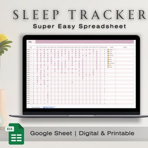 Sleep Tracker Printable, Monthly, Daily Sleep Journal, PDF, Sleep Hours Planner, Sleep Quality Log, Editable, Google Sheets Template