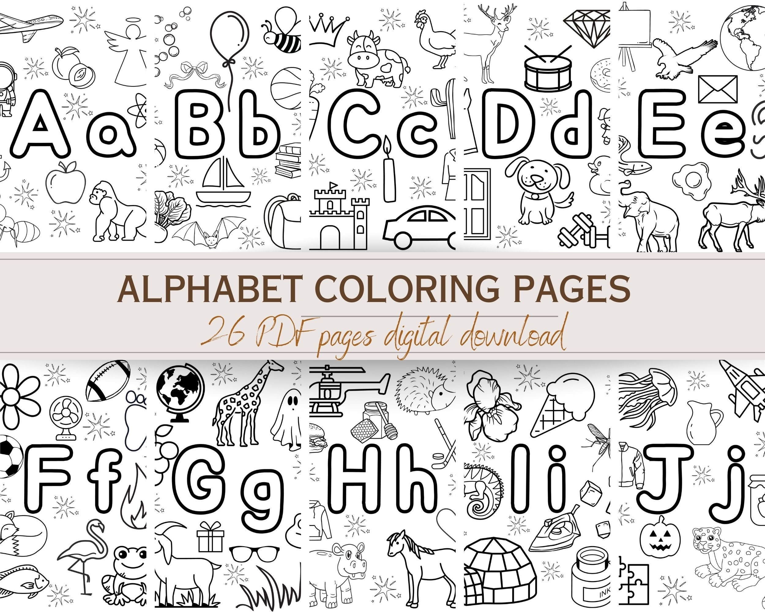 26 Alphabet Coloring Pages PDF Printable Activities Teach - Etsy