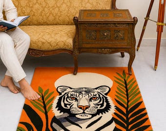Hand-Tufted Jungle Tiger Rug | Modern Wildlife Accent Decor