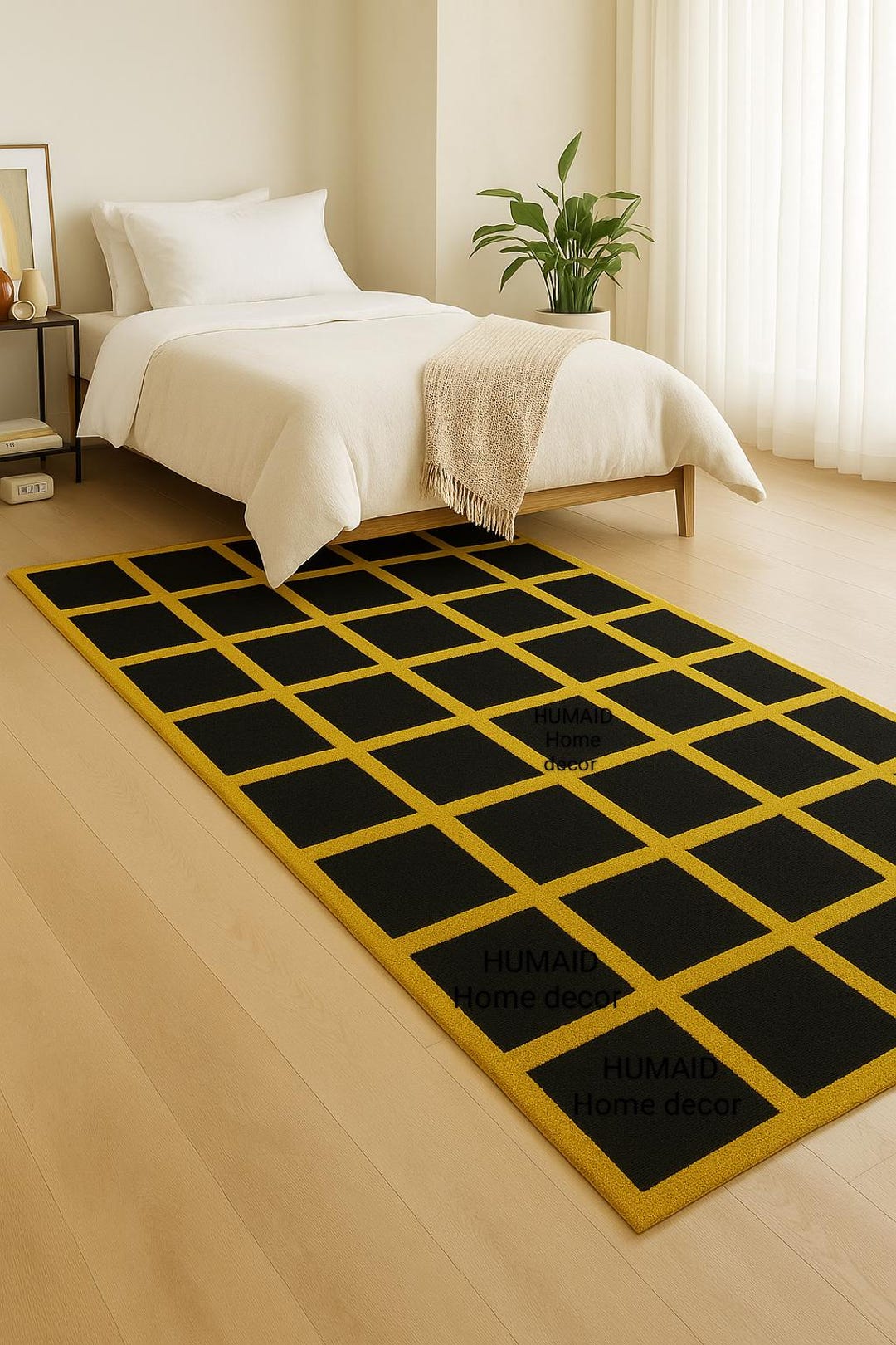 Block and Yellow Hand Tufted Rug 8x10 5x8 9x12 Area Rug for Living Room ...