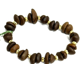Coffee Bean Handmade Bracelet Scented Dark Canadian Wood Coffee Lover