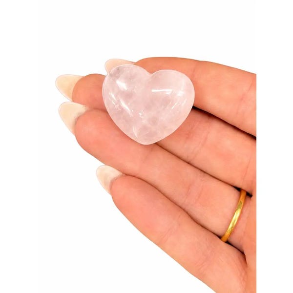 Corazón de cuarzo rosa, piedra pulida de 3,2 cm