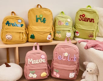 Personalisierter Kinderrucksack - Bestickter Name Schultasche, personalisierter Rucksack für Vorschule, Schulanfang Geschenk, süße Tasche für Jungen und Mädchen