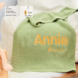 Embroidered Baby Blanket with Name – Personalised Blanket for Baby Girl or Boy, Newborn Blanket, Soft Knit Baby Shower Gift