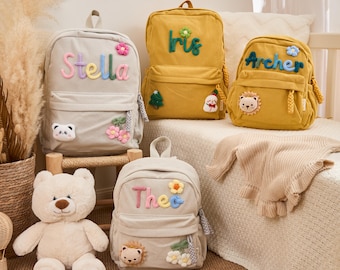 Aangepaste peuterrugzak - gepersonaliseerde schooltas voor kinderen, kleine en grote rugzak met naam, terug naar school cadeau, cadeau voor jongens en meisjes