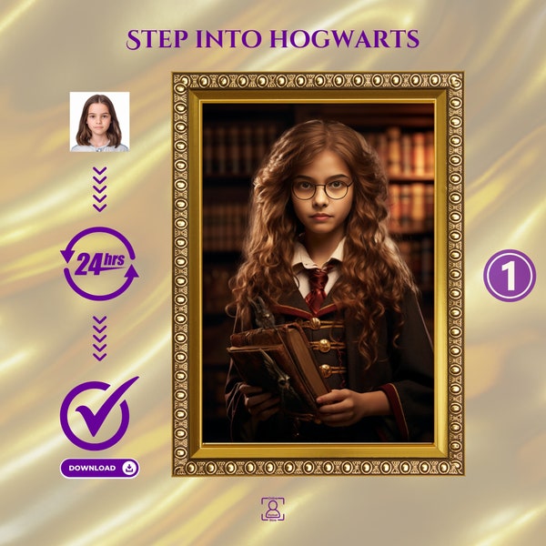 Custom Personalized Wizard Portrait from Photo, Custom Little Wizard Portrait, Custom Magician Portrait from Photo