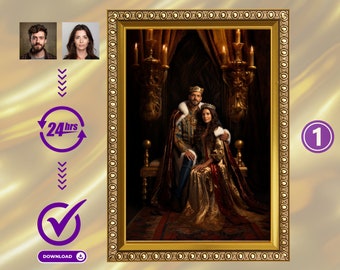Custom Couple Portrait from Photo, Renaissance Couple Portrait, Imperial Style Artwork, Birthday Gift, Unique Digital Portrait