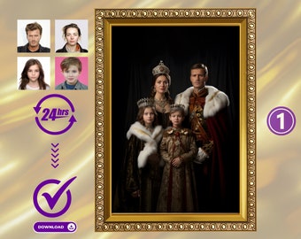 Custom Renaissance Royal Family Portrait from Photo, Personalized Unique Birthday Gift