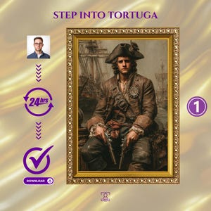 Custom Pirate Portrait - Personalized Male Captain Art (Digital Download)