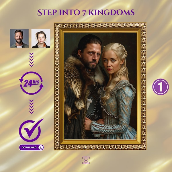 Custom GoT Style Couple Portrait from Photo, Game of Thrones Style Portrait, Custom Couple Portrait, Unique Anniversary Gift