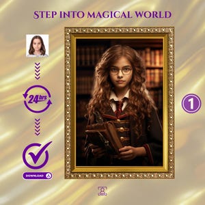 Custom Personalized Little Wizard Portrait from Photo, Custom Little Wizard Portrait, Custom Magician Portrait from Photo