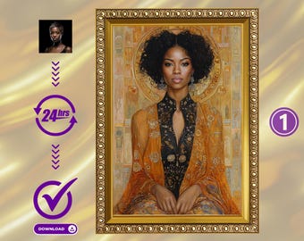 Custom Art Nouveau Woman Portrait: Personalized Klimt Style Gift (Digital Download)