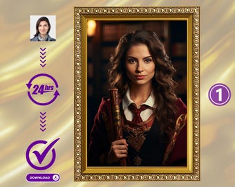 Custom Personalized Wizard Universe Portrait from Photo, Custom Wizard Portrait, Custom Magician Portrait from Photo