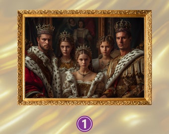 Custom Renaissance Royal Family Portrait from Photo, Personalized Unique Birthday Gift, Custom Family Portrait