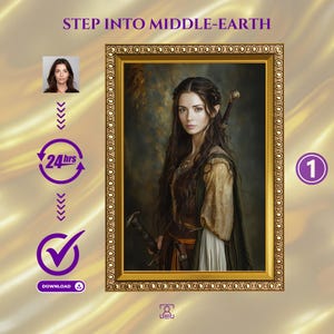 Custom Fantasy Style Woman Portrait from Photo, Middle-Earth Style Woman Portrait, Custom Woman Portrait, Unique Personalized Gift for Her