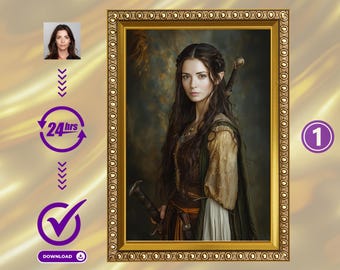 Custom Fantasy Style Woman Portrait from Photo, Middle-Earth Style Woman Portrait, Custom Woman Portrait, Unique Personalized Gift for Her
