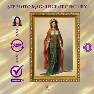 Custom Ottoman Princess Portrait from Photo, Personalized Historical Ottoman Princess Portrait,  Custom Royal Portrait, Birthday Gift
