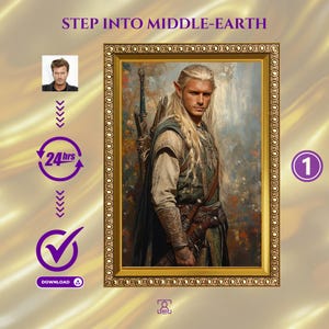 Custom Fantasy Style Man Portrait from Photo, Middle-Earth Style Man Portrait, Custom Archer Man Portrait, Unique Personalized Gift for Him