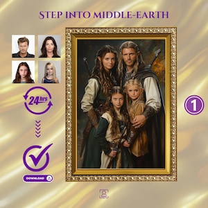 Custom Fantasy Style Family Portrait from Photo, Middle-Earth Style Portrait, Custom Family Portrait, Unique Personalized Anniversary Gift