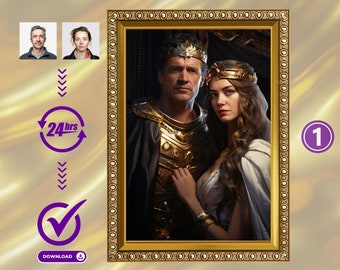 Custom Royal Couple Portrait from Photo, Renaissance Portrait, Medieval Portrait, Custom Couple Portrait, Unique Anniversary & Birthday Gift