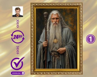 Custom Mystic Sage Portrait: Fantasy Man Art from Photo (Digital Download)
