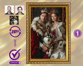 Custom Renaissance Family Portrait with Pet: Unique Royal Gift (Digital Download)