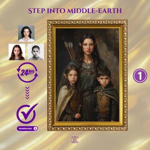 Custom Elven Mother and Children Portrait: Fantasy Family Art (Digital Download)