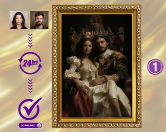 Custom Baroque Couple Portrait – Royal Anniversary Gift (Digital Download)