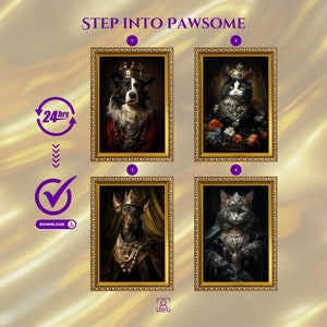 Custom Pet Portrait from Photo, Custom Royal Pet portrait, King Cat, Queen Dog, Wall Pet Portrait, Regal Dog Portrait, Unique Gift